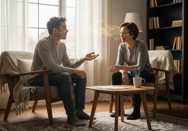 Two people engaging in empathetic, supportive listening