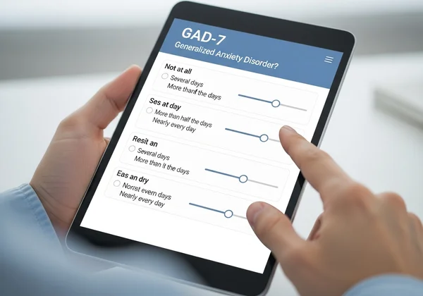 User taking an online GAD-7 anxiety screening test.