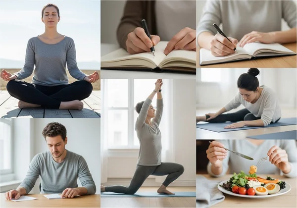 Person doing self-care activities for mental health support