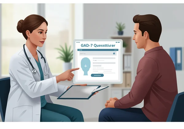 Clinician discussing GAD-7 results with a patient