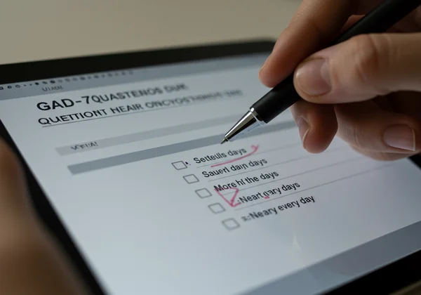 Hand marking GAD-7 questionnaire scale points