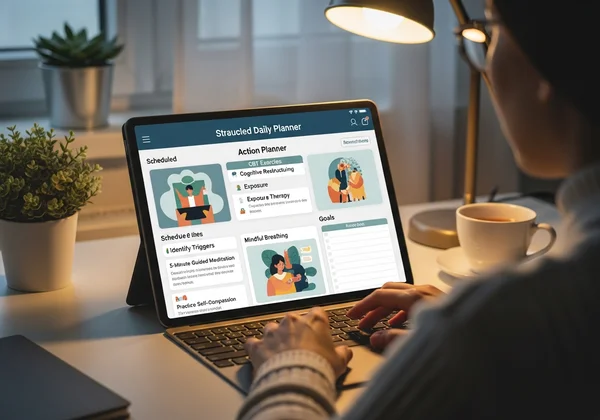 บุคคลกำลังสร้างแผนปฏิบัติการจัดการความวิตกกังวลส่วนบุคคล