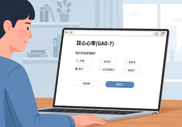 Person taking GAD-7 anxiety test in Chinese