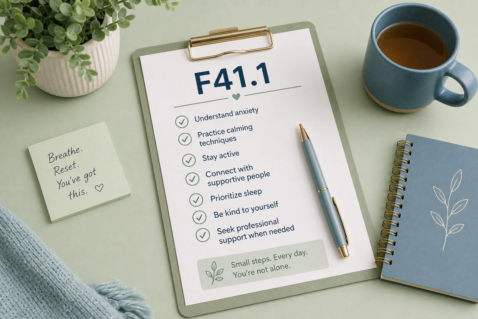 Anxiety code on a clean checklist